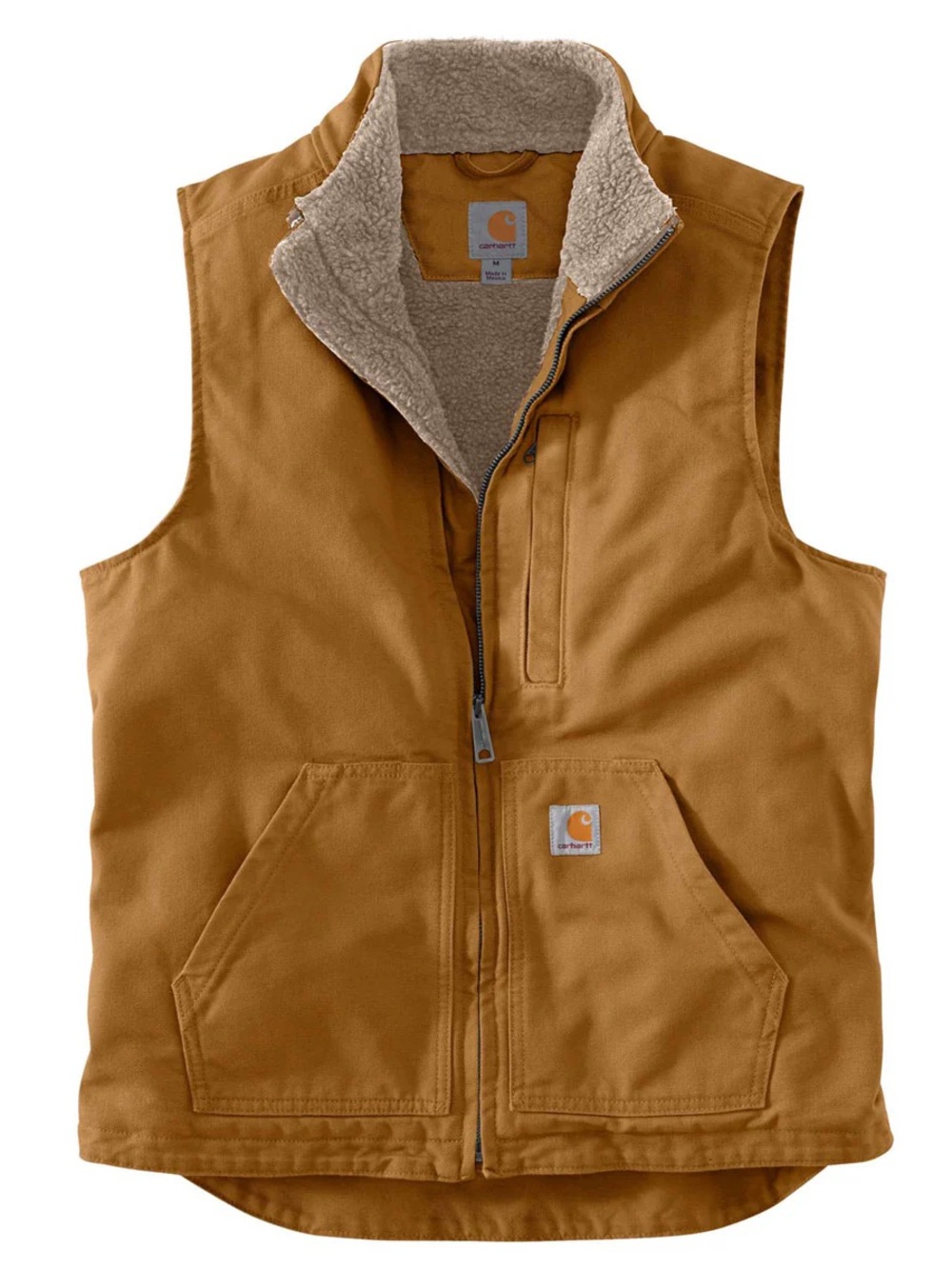Carhartt Washed Duck Sherpa-Lined Mock Neck Vest - Carhartt Brown medium